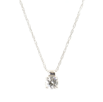 0.26 ctw Round Diamond Solitaire 14KT White Gold Pendant on 20" Necklace 0.97g