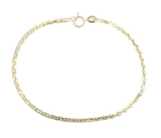 Women's 14KT Yellow Gold 2mm Wide 585 Fancy Flat Woven 7" Italy Bracelet 2.9g