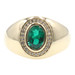 Men's 0.95 ctw Lab Created Emerald & Natural Diamond 14K Yellow Gold Signet Ring