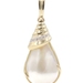 14KT Yellow Gold Teardrop Cultured Pearl & 0.06 ctw Diamond Necklace Pendant 