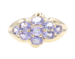 East-West 1.25 Ctw Oval Iolite Cluster 14KT Yellow Gold (585) Estate Ring by CID