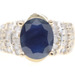 Natural 1.90 Ct Oval Sapphire & Round Diamond 14KT Yellow Gold Cocktail Ring 8g