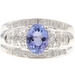 Women's 0.68 Ct Oval Cut Iolite & 5-Row Round Diamond 14KT White Gold Ring 4.78g