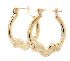 Estate Classic 14KT Yellow Gold Ram Style 1" Women's Hoop Earrings - 2.12g