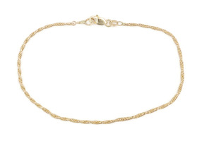 Women's Fancy 14KT Yellow Gold 1.7mm Italy Twisted Rope Chain Bracelet 8" - 2.3g