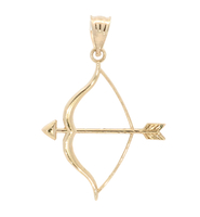 Estate 14KT Yellow Gold 33.8mm Classic Bow & Arrow Necklace Pendant CGC - 1.43g