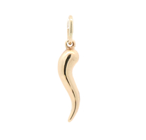 Classic 14KT Yellow Gold 19mm Small Cornicello Italian Horn Necklace Pendant