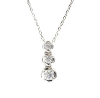0.25 ctw Round Diamond 10KT White Gold 3-Stone Journey Pendant 18" Gold Necklace