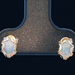 0.40 Ctw Oval Cabochon Natural Opal 14KT Gold Scalloped Stud Earrings 6.5mm