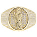 Religious 10KT Yellow Gold Round CZ Pavé Saint Jude Signet Statement Ring 6.1g