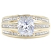 Women's Princess & Round Cut CZ 10KT Yellow Gold Channel Set 3-Row Ring 3.51g
