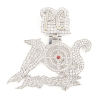 Sterling Silver Large Iced Cubic Zirconia CZ Dos Targe Graphic Pendant by Aporro