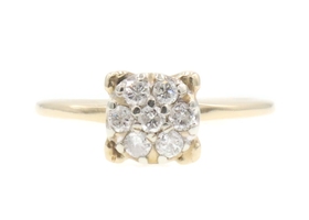 Women's 0.35 Ctw Round Diamond Cluster 14KT Yellow Gold Engagement Ring 2.58g