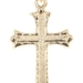 Classic Textured 14KT Yellow Gold High Shine Religious Cross Pendant 1.29" 1.0g