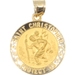Matte-Finish 14KT Yellow Gold "St. Christopher Protect Us" Medal Pendant 1" 1.5g