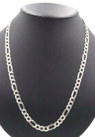 High Shine Sterling Silver 925 - 7.7mm Classic Figaro Chain Necklace 24" - 28.8g