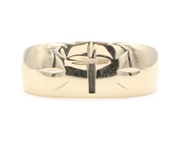 Men's Estate 14KT Yellow Gold Keepsake Cross 8.7mm Wide Band Ring Size 10 3/4 