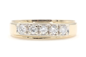 Classic 5-Stone 0.75 Ctw Round Diamond 14KT Yellow Gold Wedding Band Ring MGRB