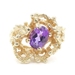 Women's Solitaire 1.05 Ct Oval Cut Amethyst 14KT Gold Freeform Nugget Ring 6.62g