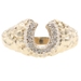 Estate 10KT Yellow Gold Retro Nugget Style 0.13 ctw Round Diamond Horseshoe Ring