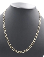 High Shine 10KT Yellow Gold 6.7mm Classic Figaro Chain Necklace 22" - 21.67g
