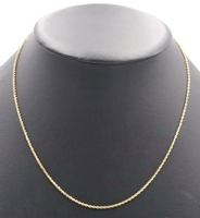 Classic 14KT Yellow Gold 1.6mm Thin Rope Chain Necklace 18.5" by MA - 3.93g