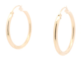 Women's Classic 10KT Yellow Gold Hollow 29mm Hinged Round Hoop Earrings by JJT