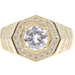 Men's 10KT Yellow Gold Round Cut Cubic Zirconia Octagonal Statement Ring by CAL