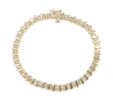 Women's S-Link 2.0 Ctw Round Diamond 14KT Yellow Gold 5mm Tennis Bracelet 7" 12g