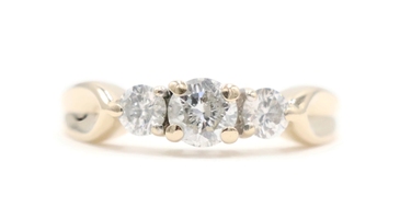 LSC 14KT Yellow Gold 3/4 TW Round Cut Diamond 3-Stone PPF Engagement Ring 3.19g