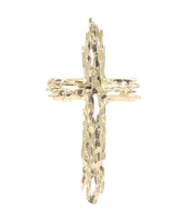 14KT Yellow Gold 1.8" / 48mm Diamond Cut Nugget Cut Out Cross Pendant 4.38g 