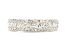 1.50 ctw Round Diamond Three Row Channel Set 10KT White Gold 5.1mm Ring 3.4g
