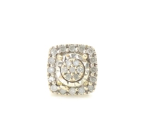Single 0.25 Ctw Round Diamond Square Illusion Cluster 10KT Gold Stud Earring SUN