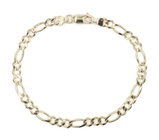 Italy High Shine 10KT Yellow Gold 4.5mm Classic Figaro Chain Bracelet 7 3/4" GM