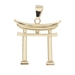 High Shine 14KT Yellow Gold 1" Japanese Torii Gate Shinto Necklace Pendant - 2g