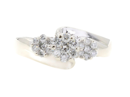 Women's 0.42 Ctw Round Diamond Triple Flower Cluster 14KT White Gold Ring IJDN