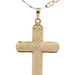 Textured 14KT Yellow Gold 1.5" Cross Pendant on 10KT Gold Mariner Chain 20.5" RL
