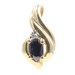 Women's 10KT Yellow Gold 0.45 ctw Oval Sapphire & Diamond Necklace Pendant 1.74g