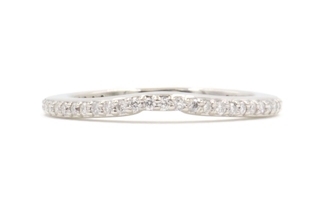 Women's Curved 0.38 Ctw Round Diamond 14KT White Gold Semi-Eternity Ring 1.93g