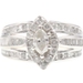 2.0 Ctw Marquise, Round & Baguette Diamond 10KT Gold Halo Engagement Ring UD