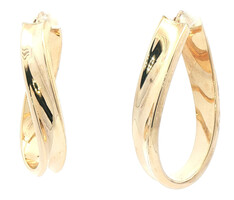 Women's 14KT Yellow Gold 1.6" Twisted Large Oval Estate Hoop Earrings - 5.81g