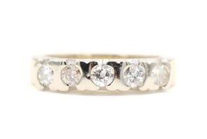 Women's Estate 0.55 Ctw Round Diamond 14KT Gold 5-Stone Vintage Style Ring 5.02g