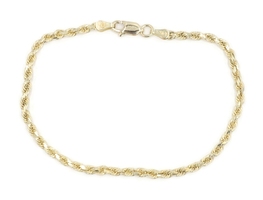 Estate 14KT Yellow Gold 2.6mm Wide Classic Rope Chain Bracelet 7.5"
