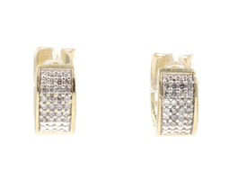 4-Row 0.24 Ctw Round Diamond 10KT Yellow Gold 8.9mm Huggie Hoop Earrings - 2.24g