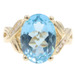 5.45 Ct Oval Blue Topaz & Round Diamond 14KT Gold Twisted Shank Cocktail Ring