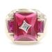 6.30 Ctw Cabochon & Baguette Lab-Created Ruby & Diamond Accent 10KT Gold Ring