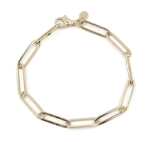 Women's 14KT Yellow Gold 5.2mm High Shine Paperclip Chain Bracelet 7 1/2" 4.93g