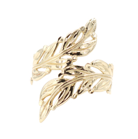 Women's High Shine 14KT Yellow Gold Leaf Design Wrap Bypass Estate Ring MA 4.63g