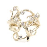 Women's Stunning 14KT Yellow Gold 0.40 Ctw Round Diamond Swirl Cluster Ring 9.3g