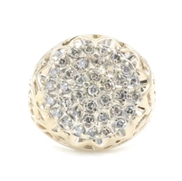1.15 Ctw Round Cut Diamond Kentucky Cluster 10KT Yellow Gold Filigree Ring 8.19g